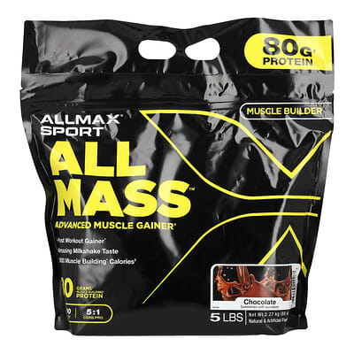 ALLMAX Sport, ALLMASS™, гейнер для мышц, шоколад, 5 lbs (2.27 kg)