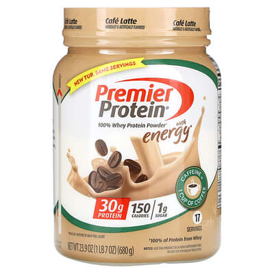 100% Whey Protein Powder with Energy, Cafe Latte, 1 lb 7 oz (680 g)