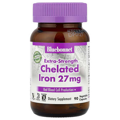 Chelated Iron, Extra-Strength , 27 mg, 90 Vegetable Capsules