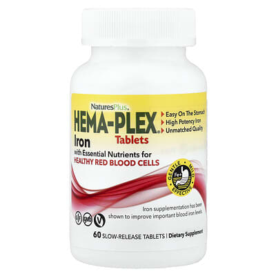 Hema-Plex®, Iron with Essential Nutrients for Healthy Red Blood Cells, 60 Slow-Release Tablets