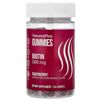 Biotin Gummies, Raspberry, 5,000 mcg, 60 Gummies