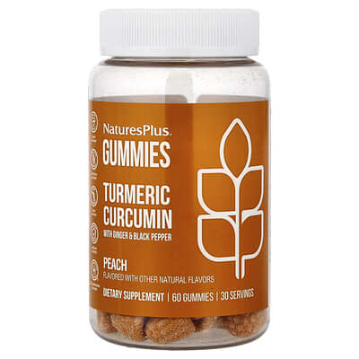 Turmeric Curcumin With Ginger & Black Pepper Gummies, Peach, 60 Gummies