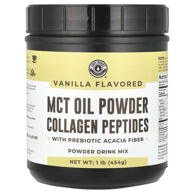 MCT Oil Powder Collagen Peptides с пребиотиком Acacia Fiber, ваниль, 1 lb (454 g)