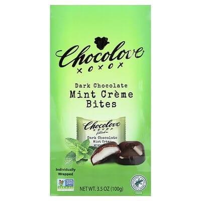 Шоколад Chocolove Dark Chocolate Bites, мятный крем, 55% Cocoa, 3.5 oz (100 g)