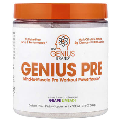 The Genius Brand предтренировочный комплекс Genius Pre, виноградный лайм, 344 g