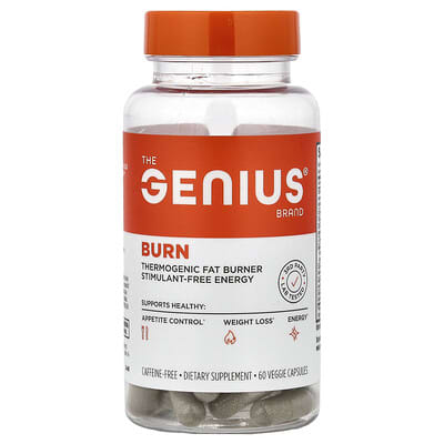 Предтренировочный комплекс The Genius Brand Burn, без кофеина, 60 веганских капсул