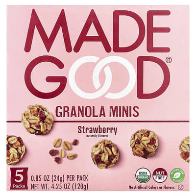Granola Minis, Strawberry, 5 Packets, 0.85 oz (24 g) Each