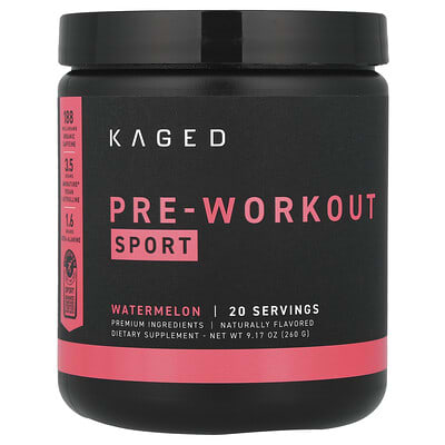 Предтренировочный комплекс Kaged, Sport, Watermelon, 9.17 oz (260 g)