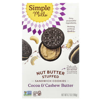 Nut Butter Stuffed Sandwich Cookies, Cocoa & Cashew Butter, 6.7 oz (190 g)
