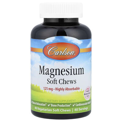 Carlson жевательные мармеладки с магнием, Natural Berries & Creme, 125 mg, 40 шт