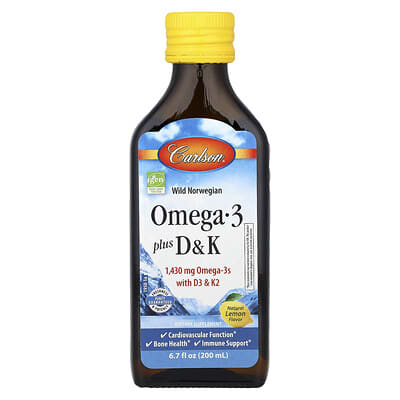 Wild Norwegian, Omega 3 Plus D & K, Natural Lemon, 6.7 fl oz (200 ml)