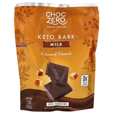 Шоколад Keto Bark, молочный шоколад с карамелью, 15 мини-батончиков, 6 oz (170 g)