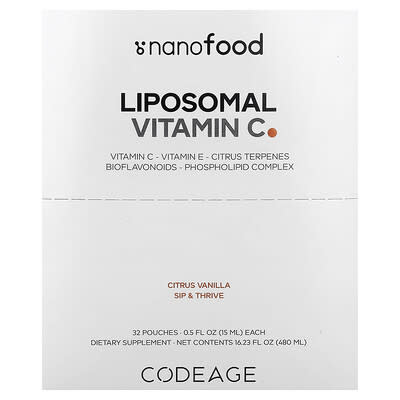 Витамин C Nanofood Liposomal Citrus Vanilla, 32 пакетика, 0.5 fl oz (15 ml) каждый
