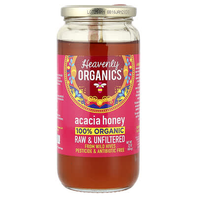100% Organic Acacia Honey, Raw & Unfiltered, 22 oz (624 g)