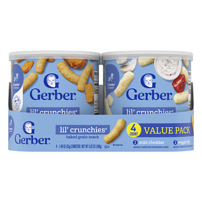 Gerber Lil' Crunchies® выпечка для детей 8+ месяцев сырный дип 4 банки 1.48 oz (42 g) каждая