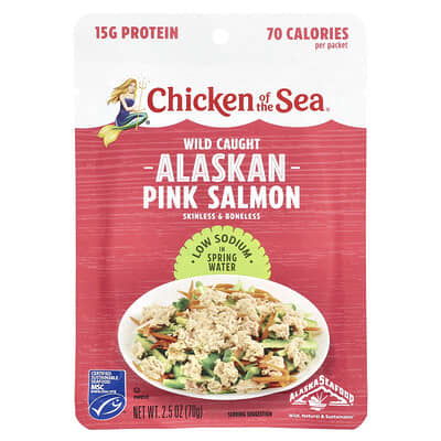 Wild Caught Alaskan Pink Salmon in Spring Water, Low Sodium , 2.5 oz (70 g)