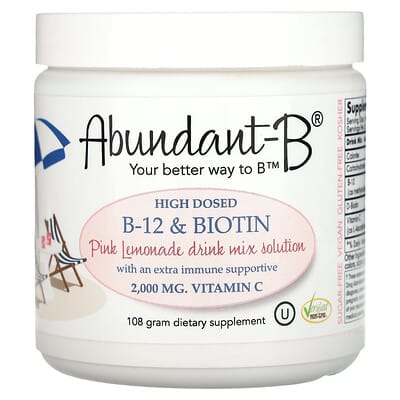 Напиток Abundant-B High Dosed B-12 & Biotin Pink Lemonade 108 g