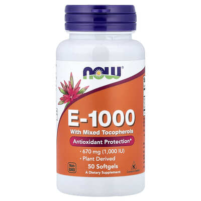 E-1000 with Mixed Tocopherols, 670 mg (1,000 IU), 50 Softgels