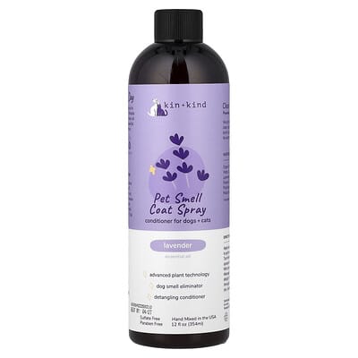 Pet Smell Coat Spray, Conditioner For Dogs + Cats, Lavender, 12 fl oz (354 ml)
