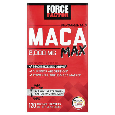 Fundamentals, Maca Max, 2,000 mg, 120 растительных капсул (500 mg per Capsule)