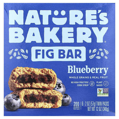 Nature's Bakery Fig Bar, черничный, упаковка из 6 штук, 2 oz (57 g) каждая
