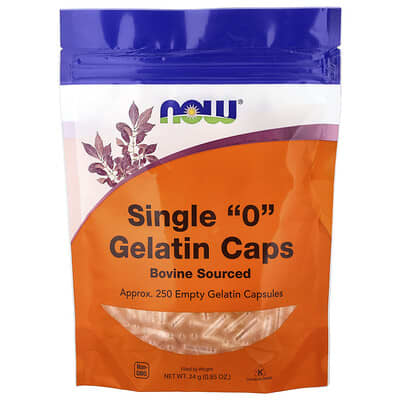 Single "0" Gelatin Caps, Approx. 250 Empty Gelatin Capsules, 0.85 oz (24 g)