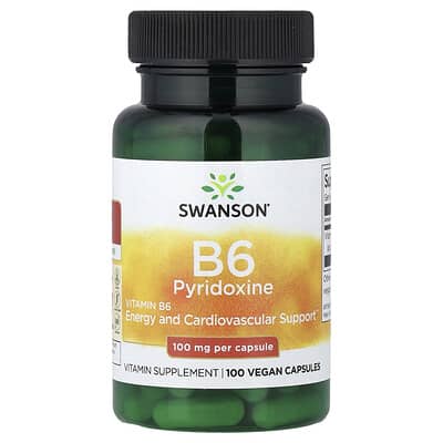 Vitamin B6 Pyridoxine, 100 mg, 100 Vegan Capsules