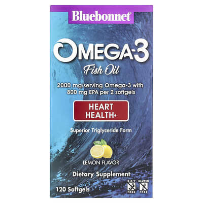 Omega-3 Fish Oil, Heart Health, Lemon, 120 Softgels (1,000 mg per Softgel)