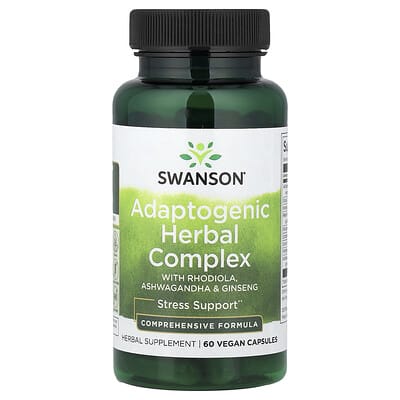 Adaptogenic Herbal Complex with Rhodiola, Ashwagandha & Ginseng, 60 Vegan Capsules