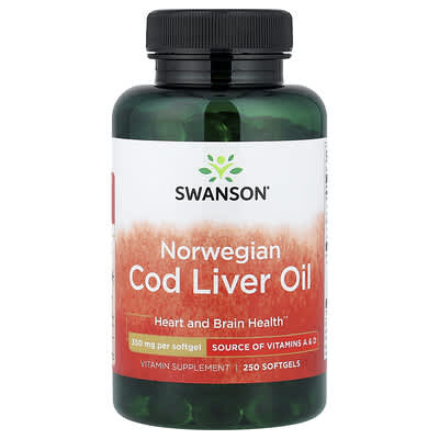 Norwegian Cod Liver Oil, 350 mg, 250 Softgels