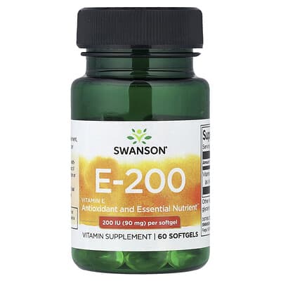 Витамин E-200, 90 mg (200 IU), 60 мягких капсул