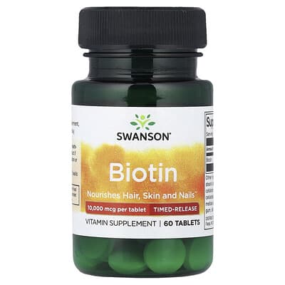 Biotin, Time-Release, 10,000 mcg, 60 Vegan Tablets