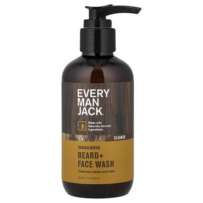 Beard + Face Wash, Sandalwood, 6.7 fl oz (200 ml)