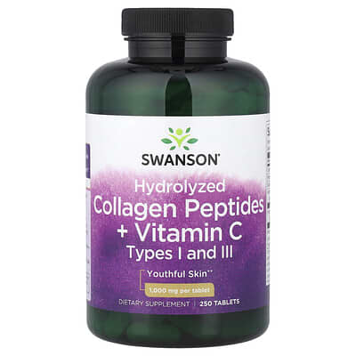 Hydrolyzed Collagen Peptides + Vitamin C, 250 Tablets