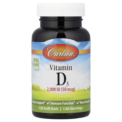 Vitamin D3, 50 mcg (2,000 IU), 120 Soft Gels