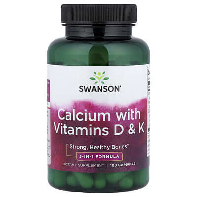 Calcium with Vitamins D & K, 100 Capsules
