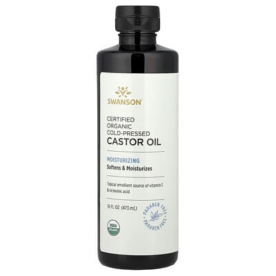 Органическое касторовое масло холодного отжима Swanson Vitamins, 16 fl oz (473 ml)
