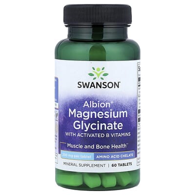 Albion® Magnesium Glycinate with Activated B Vitamins, 60 Vegan Tablets