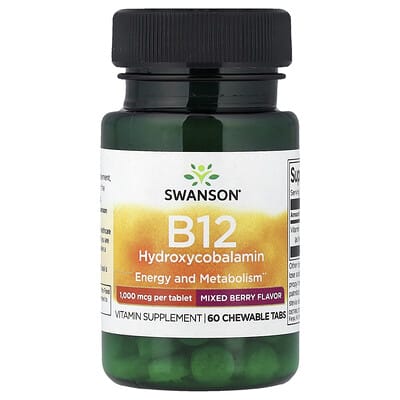 B12 Hydroxycobalamin, Mixed Berry, 1,000 mcg, 60 Chewable Tabs