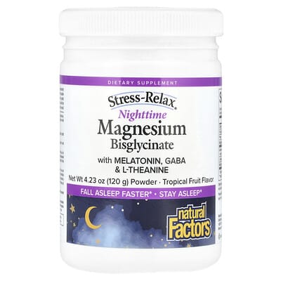 Stress-Relax®, Nighttime Magnesium Glycinate Powder with Melatonin, Gaba & L-Theanine, Tropical Fruit, 4.23 oz (120 g)