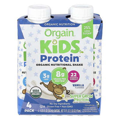 Kids Protein™, Organic Nutritional Shake, Vanilla, 4 Pack, 8.25 fl oz (244 ml) Each