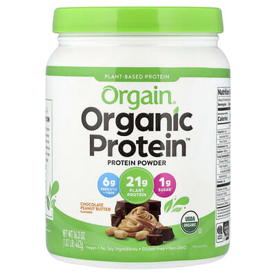 Organic Protein™ Powder, Plant-Based, Chocolate Peanut Butter, 1.02 lbs (462 g)