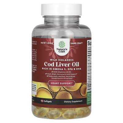 Wild Icelandic Cod Liver Oil With Vitamins A & D3, 100 Softgels