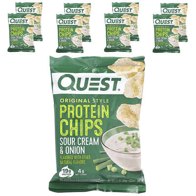 Original Style Protein Chips, Sour Cream & Onion, 8 Bags, 1.1 oz (32 g) Each