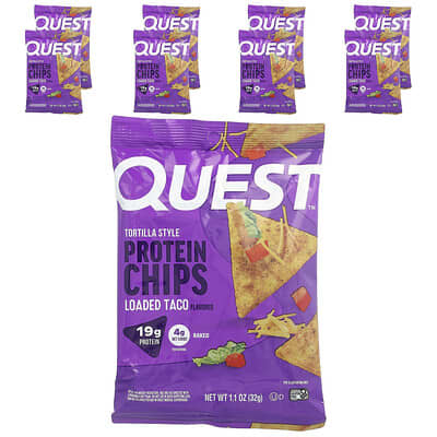 Tortilla Style Protein Chips, Loaded Taco, 8 Bags, 1.1 oz (32 g) Each