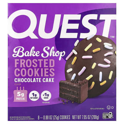 Bake Shop, Frosted Cookies, Chocolate Cake, 8 Cookies, 0.88 oz (25 g) Each