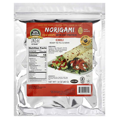 Egg Wraps with Soy Protein, Chili, 10 Thin Wraps, 1.4 oz (40 g)