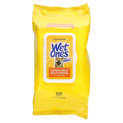 Влажные салфетки Wet Ones Antibacterial Multi-Purpose, для собак, Tropical Splash, 100 шт