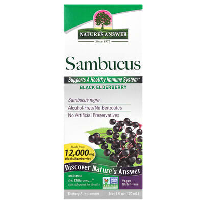 Sambucus, Black Elderberry, Alcohol-Free, 2,500 mg, 4 fl oz (120 ml)