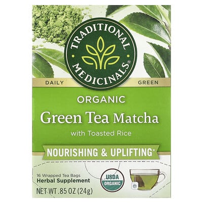 Organic Green Tea Matcha with Toasted Rice, 16 Wrapped Tea Bags, 0.85 oz (24 g)